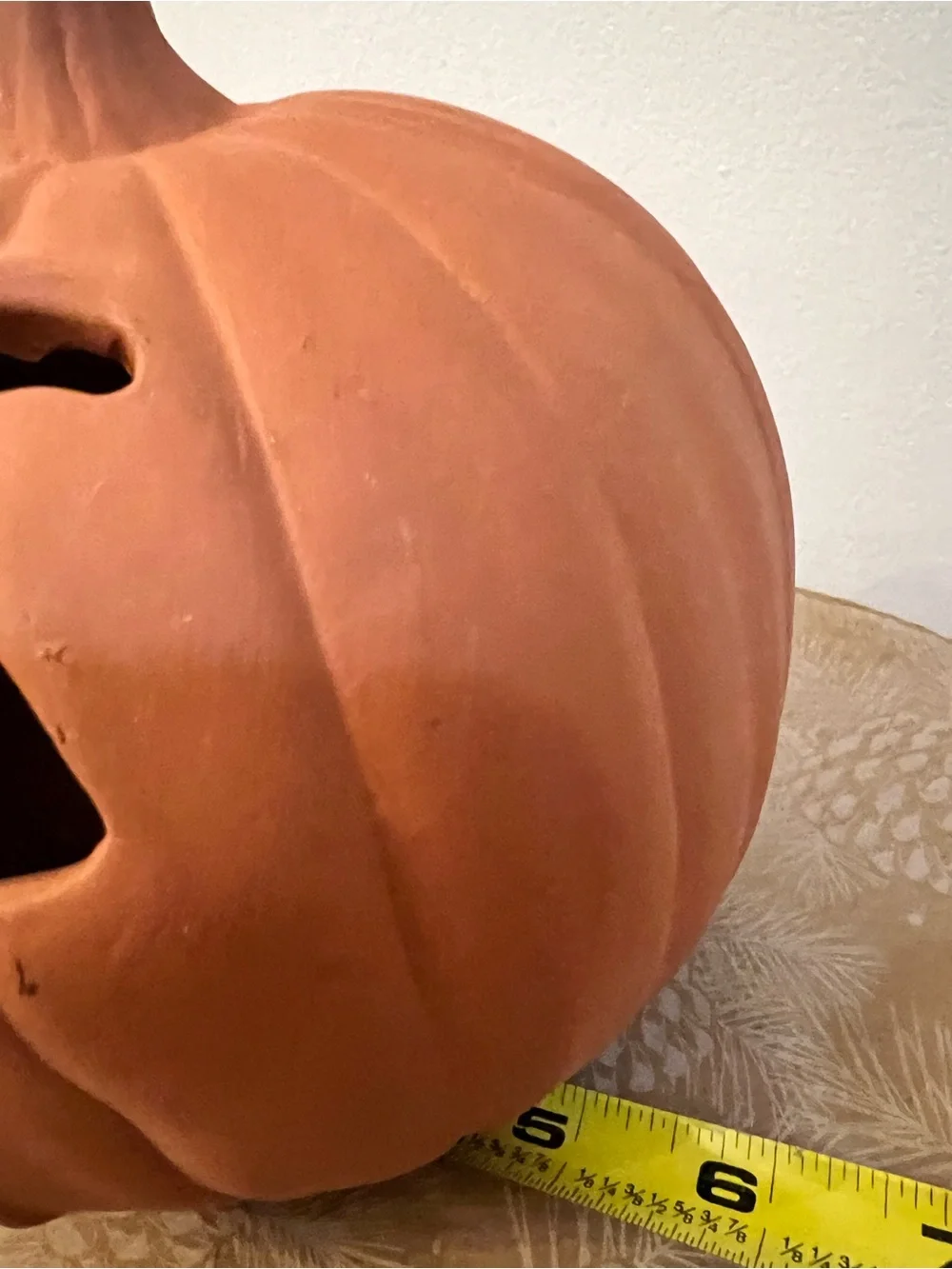 Two Faces- Vintage Terracotta Orange Ceramic Jack-O'-Lantern Pumpkin -